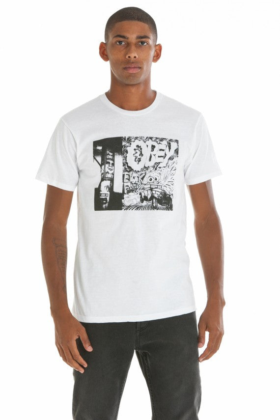 OBEY - Block Party Premium Men's Shirt, White - The Giant Peach