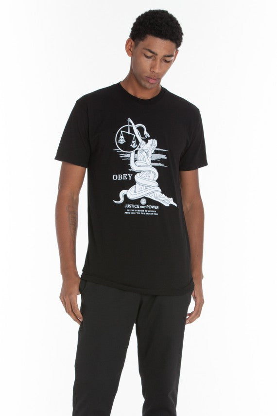 OBEY - Justice Not Power Premium Men's Shirt, Black - The Giant Peach