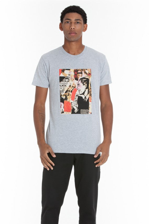 OBEY - Post No Bills Premium Men's Shirt, Heather Grey - The Giant Peach