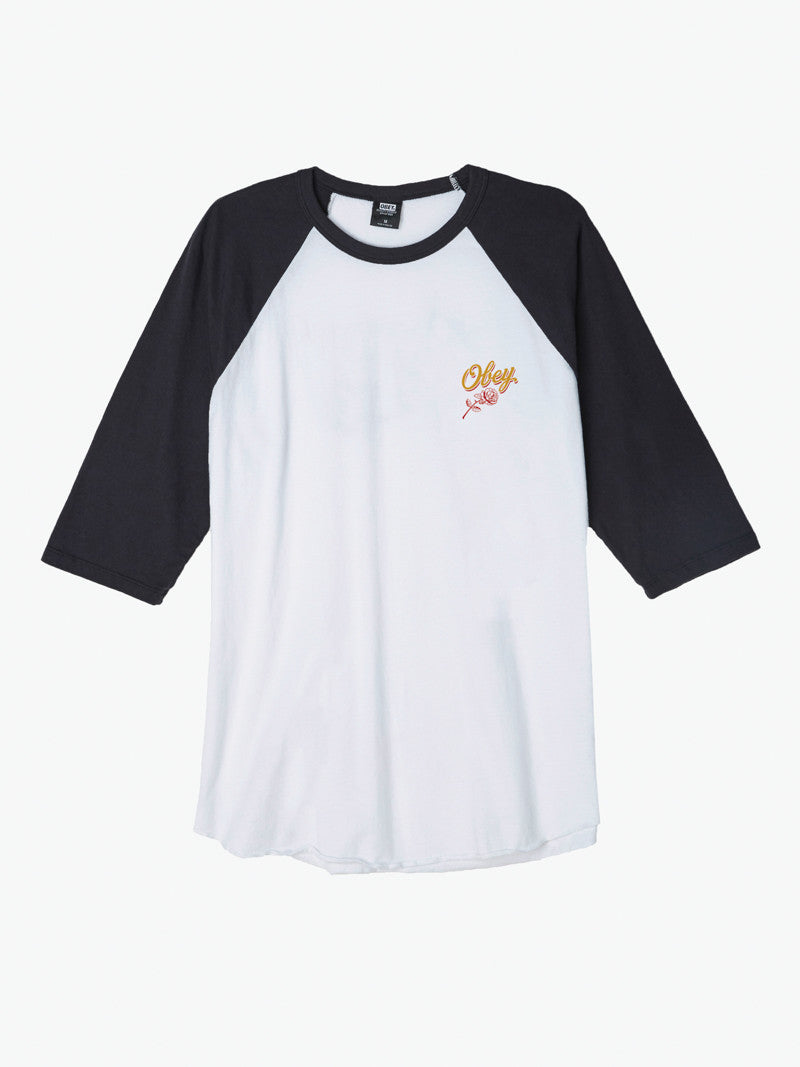 OBEY - Careless Whispers Men's Raglan, White/Black - The Giant Peach