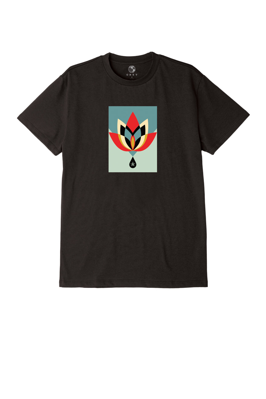 OBEY - Geometric Flower Men's Recycled Tee, Black