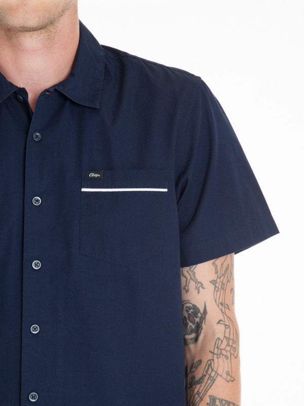 OBEY - Wicker Woven S/S Men's Shirt, Navy - The Giant Peach