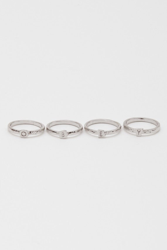 OBEY - Logo Stack Rings, Rhodium - The Giant Peach