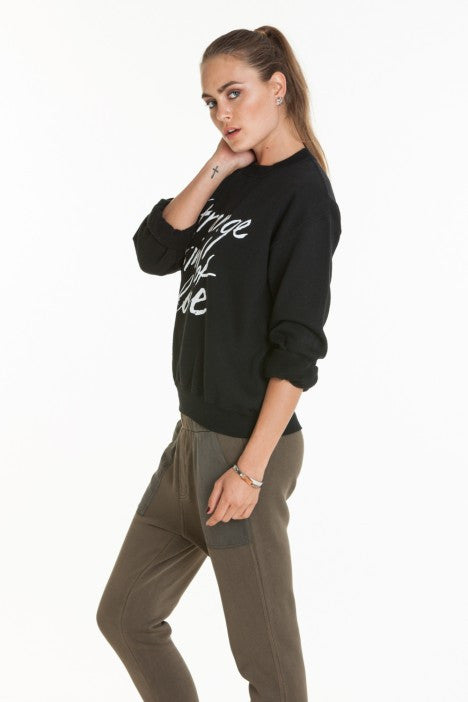 OBEY - Strange Kind Of Love Women's Throwback Fleece, Black - The Giant Peach