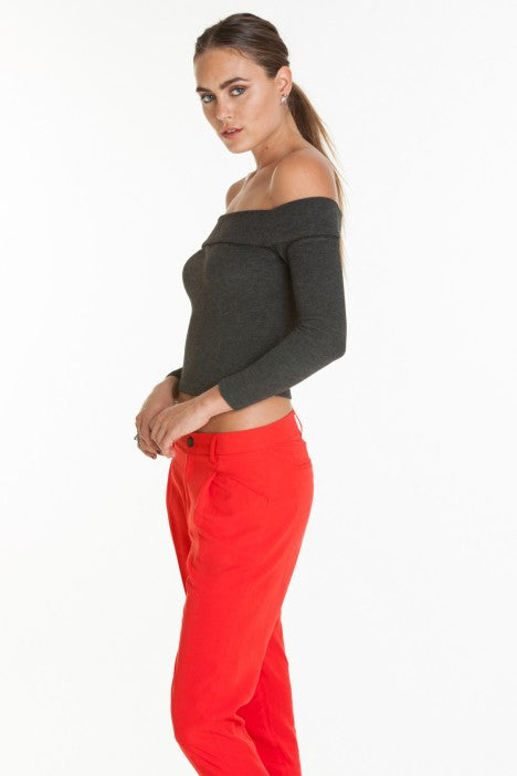 OBEY - Sierra Women's Crop Top, Heather Black - The Giant Peach