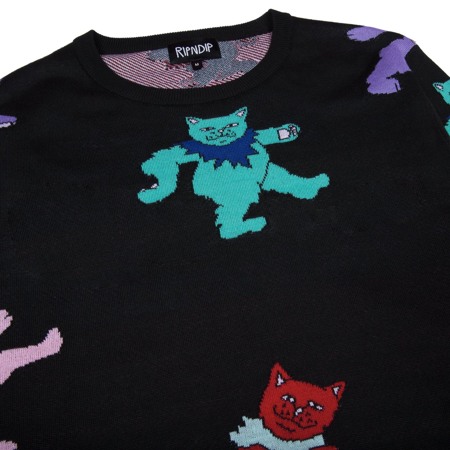 RIPNDIP - Dancing Nerm Men's Knit Sweater, Black - The Giant Peach