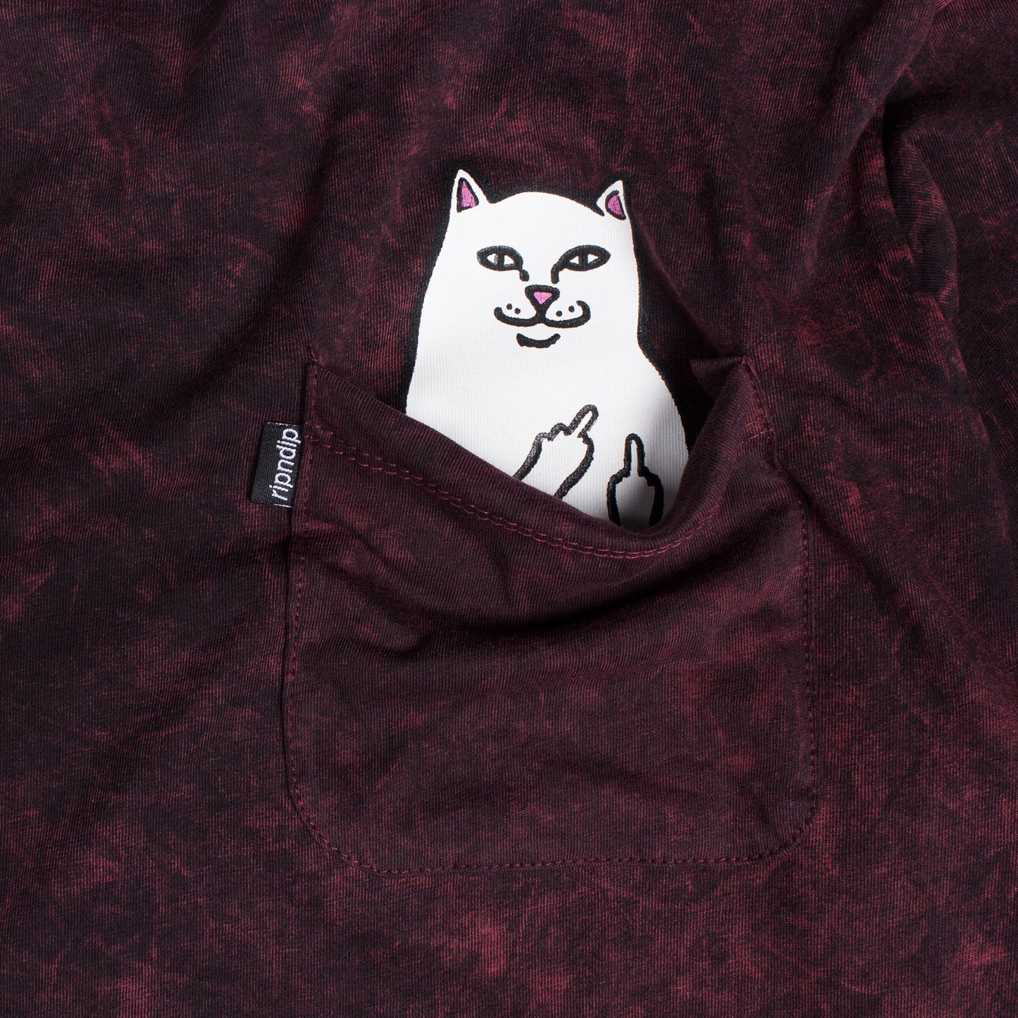 RIPNDIP - Lord Nermal Men's L/S Pocket Tee, Blood Wash - The Giant Peach