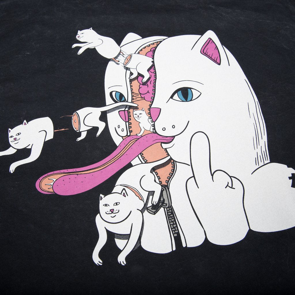 RIPNDIP - Zipperface Men's L/S Tee, Black Mineral Wash