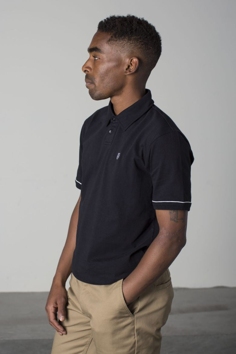 Brixton - Carlos Men's S/S Polo Knit, Black - The Giant Peach