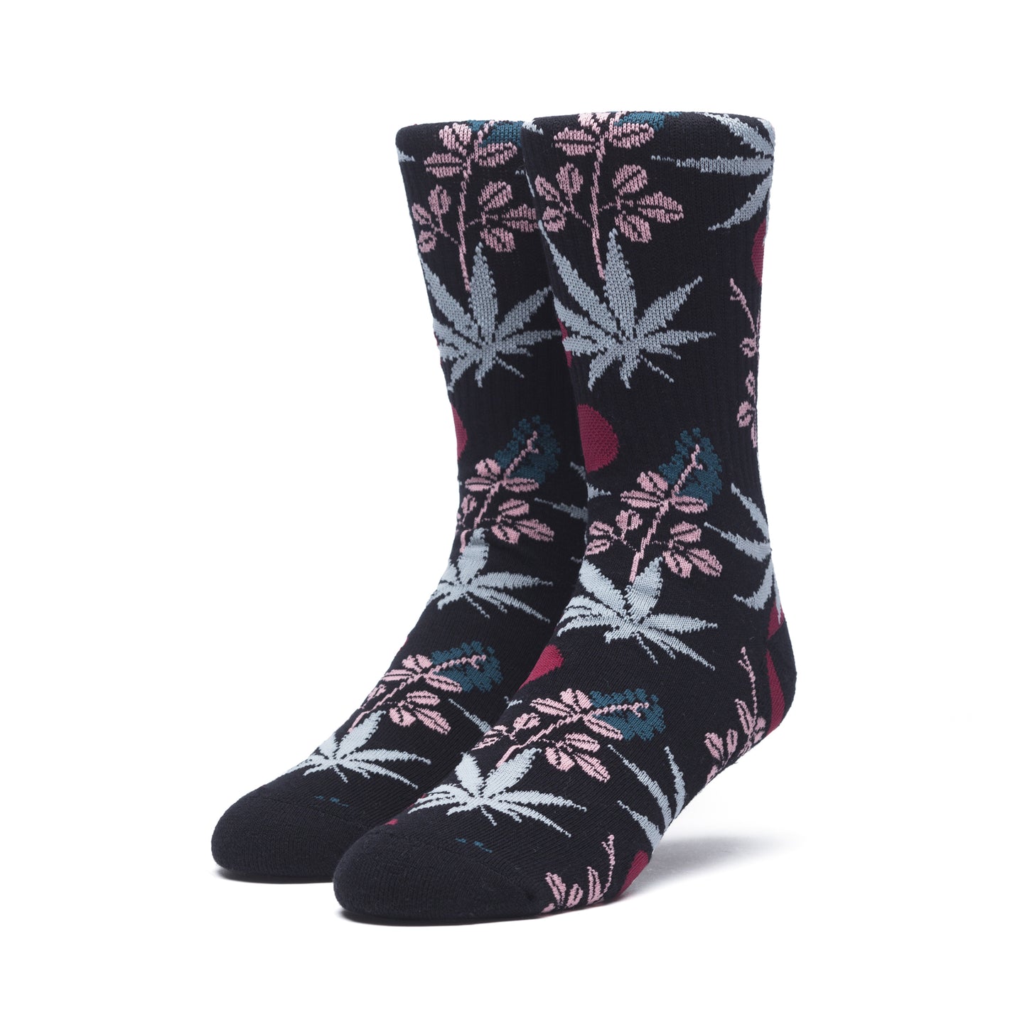 HUF Cherry Blossom Plant Life Crew Socks, Black