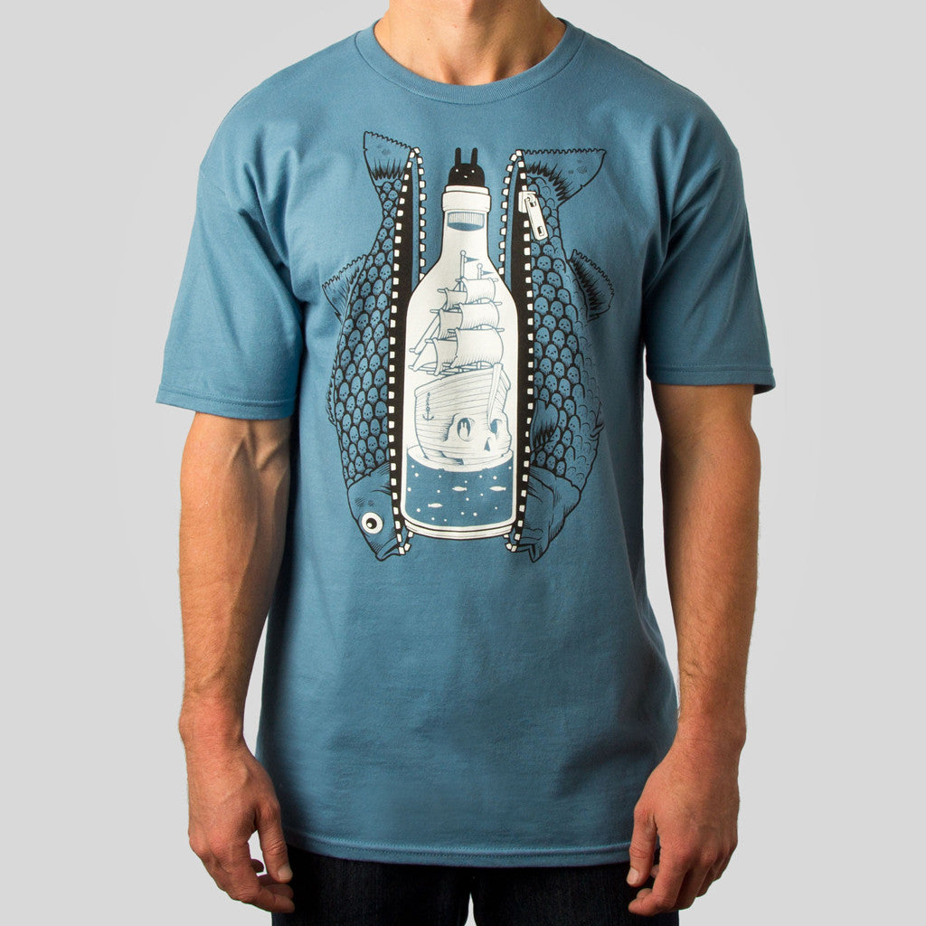 SuperFishal (Jeremy Fish) - Bottled Up Men's Shirt, Slate - The Giant Peach