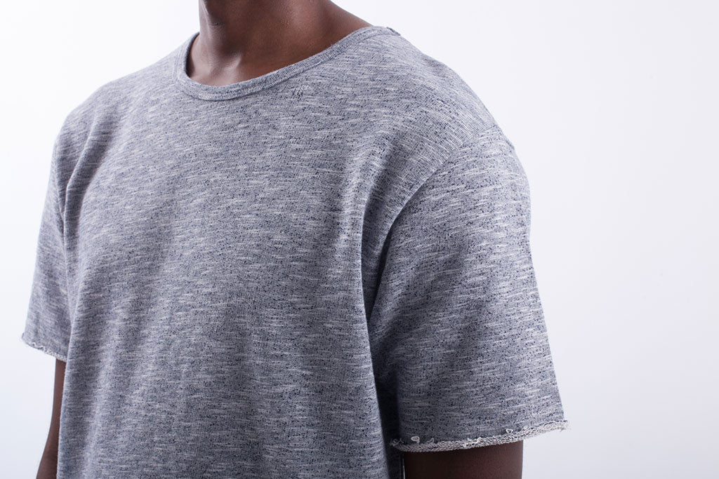 Akomplice VSOP- Guadi Men's Raw CutTee, Heather Grey/Blue - The Giant Peach