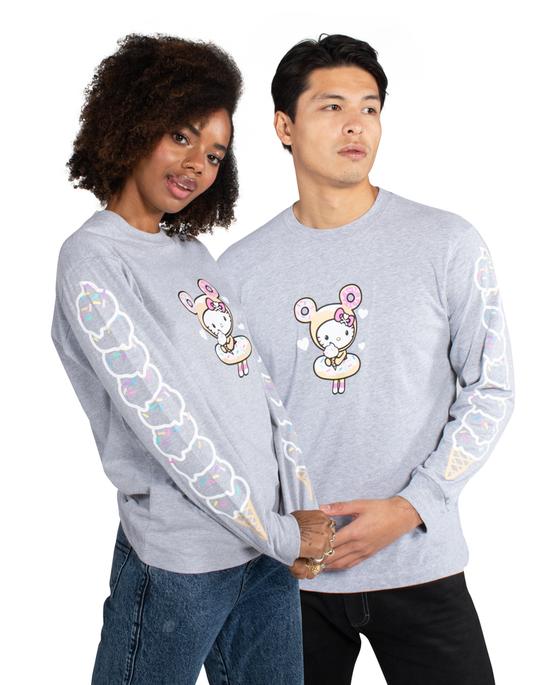tokidoki x Hello Kitty - Hello Scoops L/S Unisex Tee, Light Heather Grey
