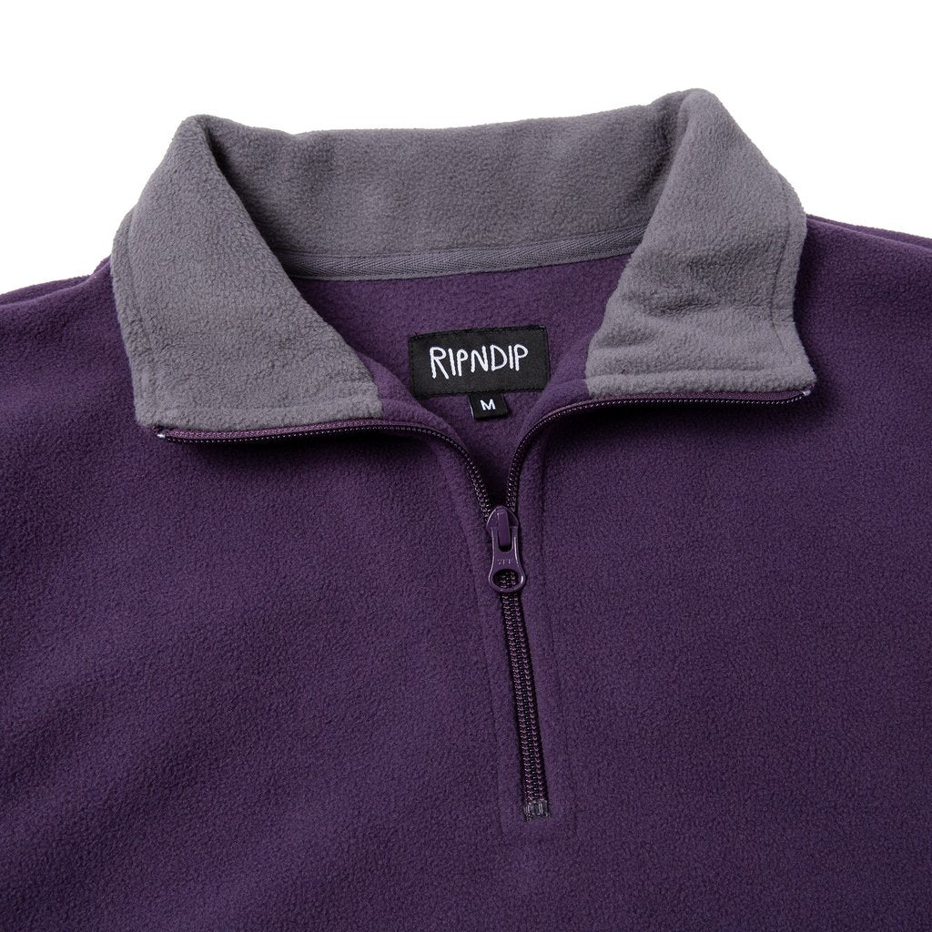 RIPNDIP - Peek A Nermal Brushed Fleece 3/4 Men's Zip Sweater, Purple/Gray