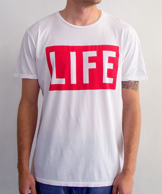 Altru Apparel - Life Logo Men's Tee, Wunder White - The Giant Peach