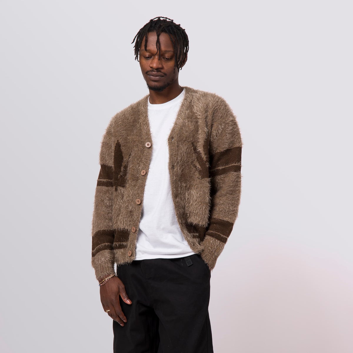 HUF x Pleasures - Outro Men's Cardigan, Brown