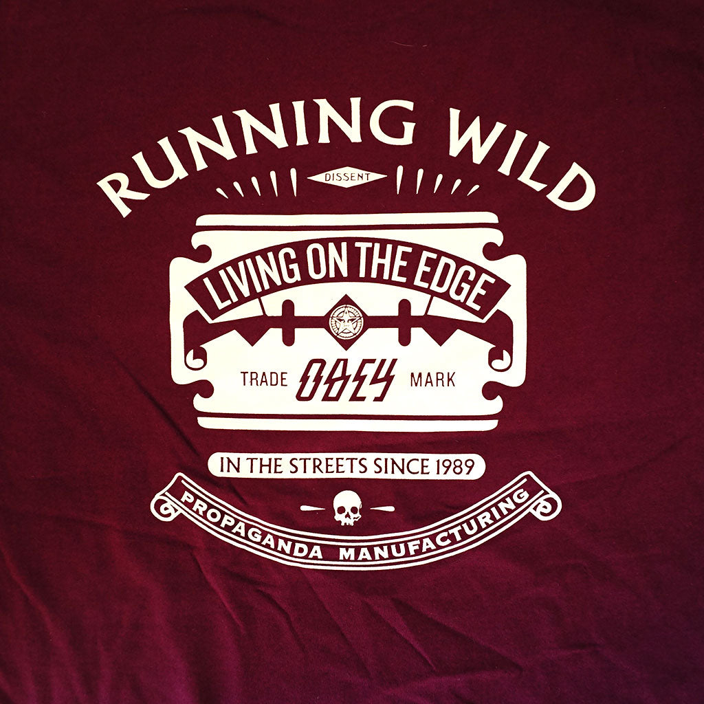 OBEY - Running Wild Men's Tee, Burgundy
