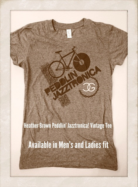 DJ Chicken George - Peddlin Jazztronica Women's Shirt, Heather Brown - The Giant Peach