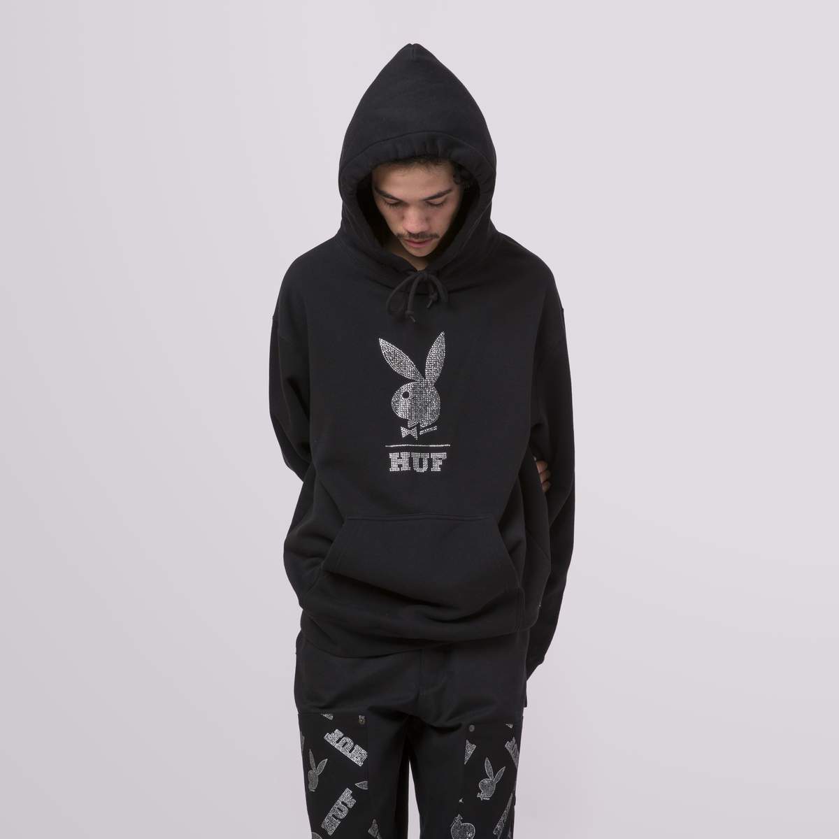 HUF x Playboy - Rhinestone Men's Pullover Hoodie, Black