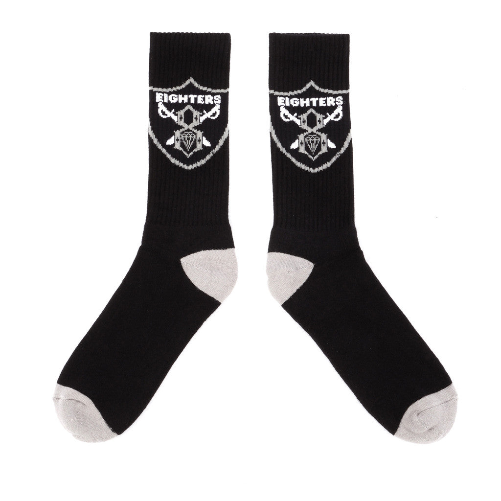 REBEL8 - Eighters Socks, Black/White - The Giant Peach
