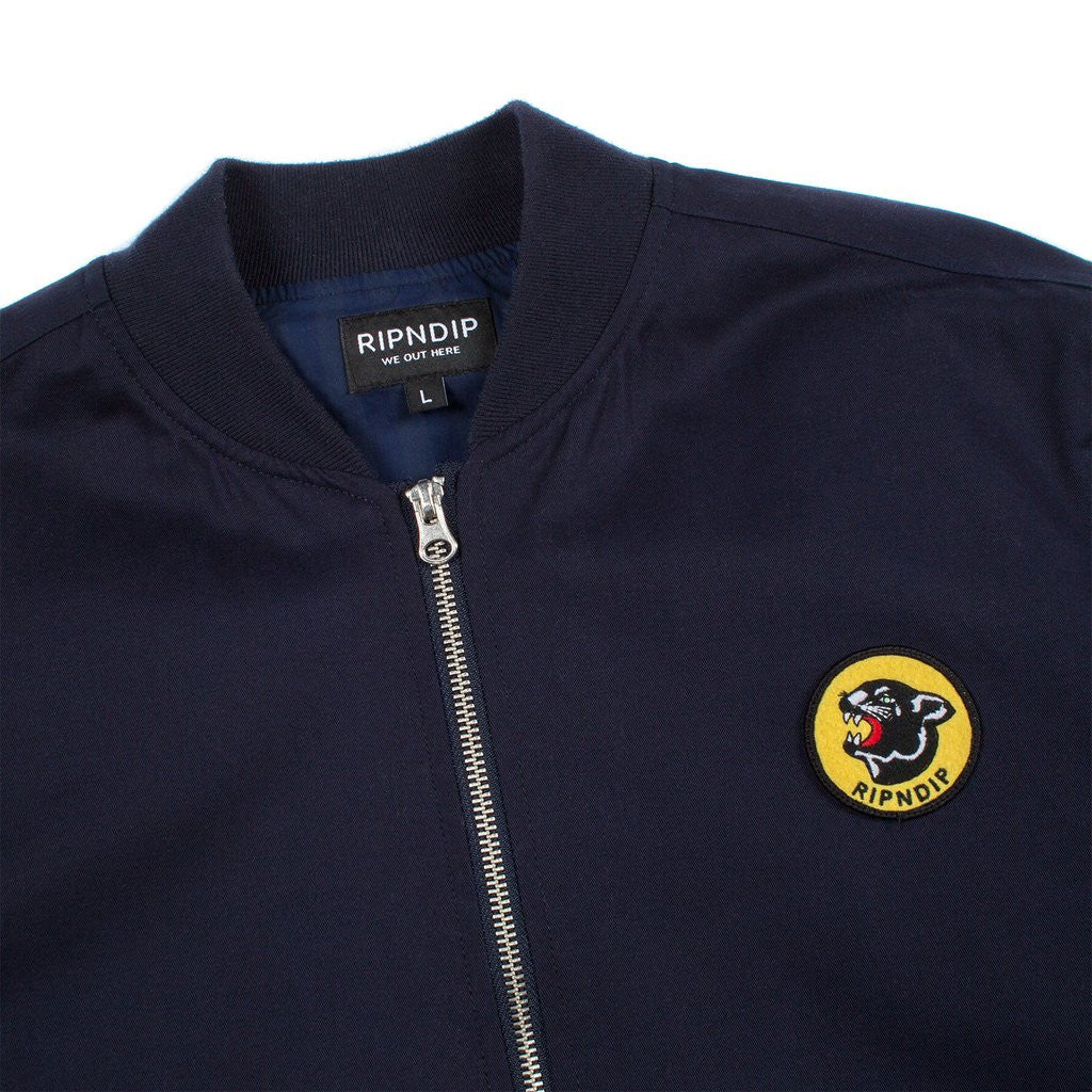 RIPNDIP - Panther Varsity Men's Jacket, Navy - The Giant Peach