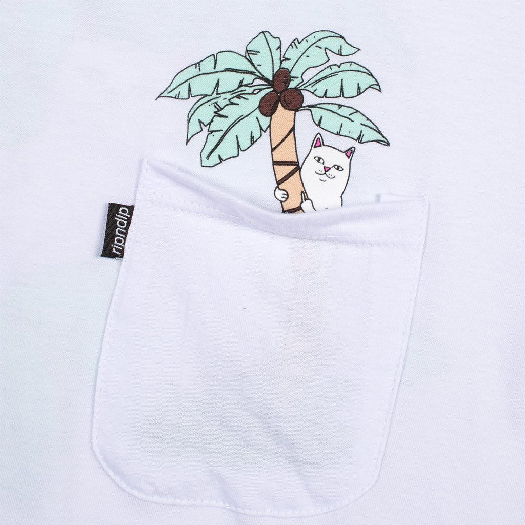 RIPNDIP - Nermal Leaf Men's Pocket Tee, White - The Giant Peach