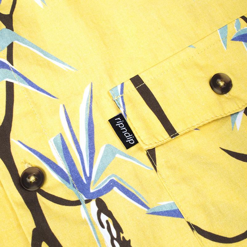 RIPNDIP - Coconuts Men's Button Up Shirt, Yellow - The Giant Peach