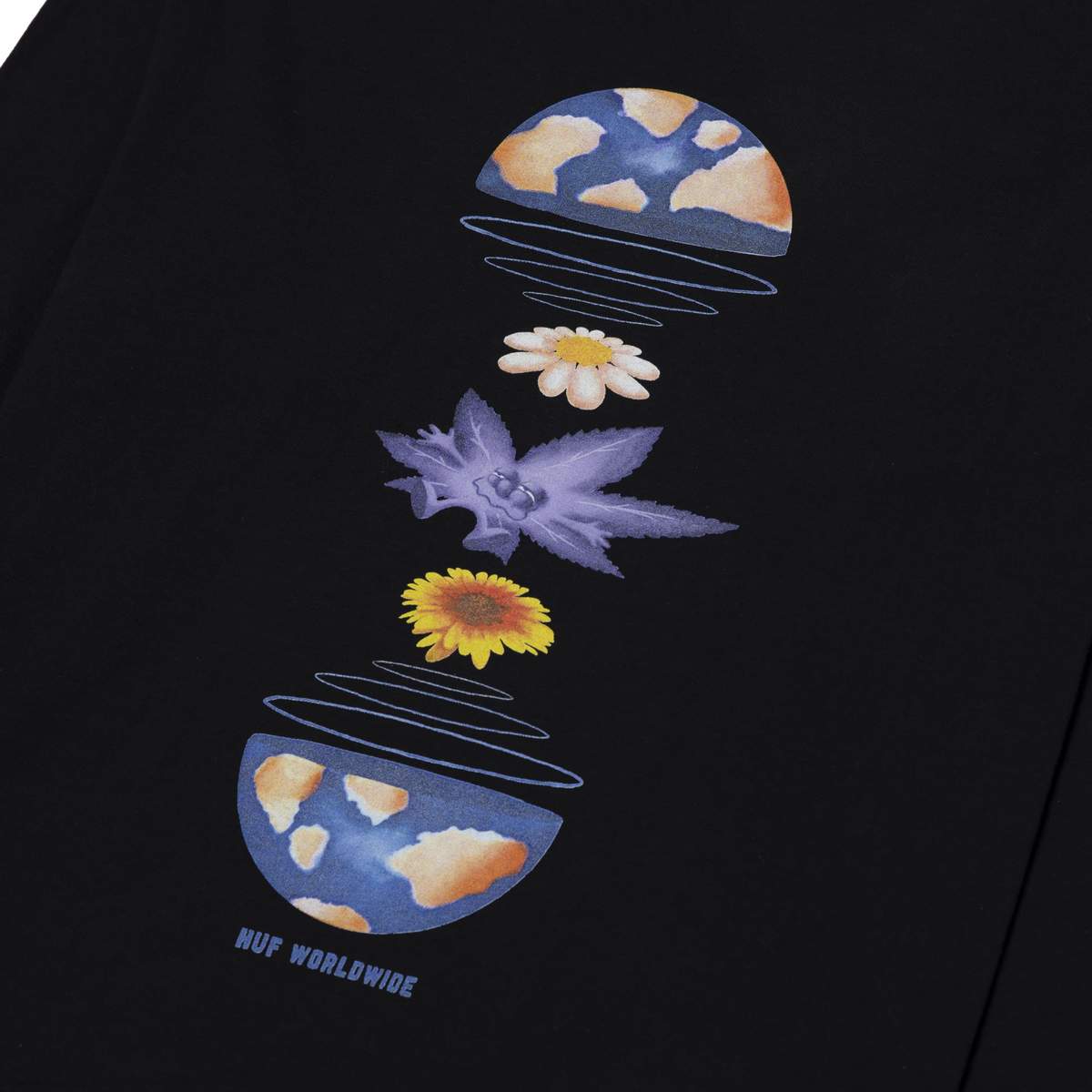 HUF x Green Buddy - We Are The World L/S Tee, Black