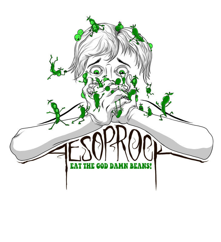 Aesop Rock - Beans Men's Baseball Shirt, White/Black - The Giant Peach