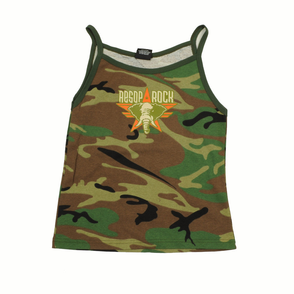 Aesop Rock - Elephant Girls Tank, Camo - The Giant Peach