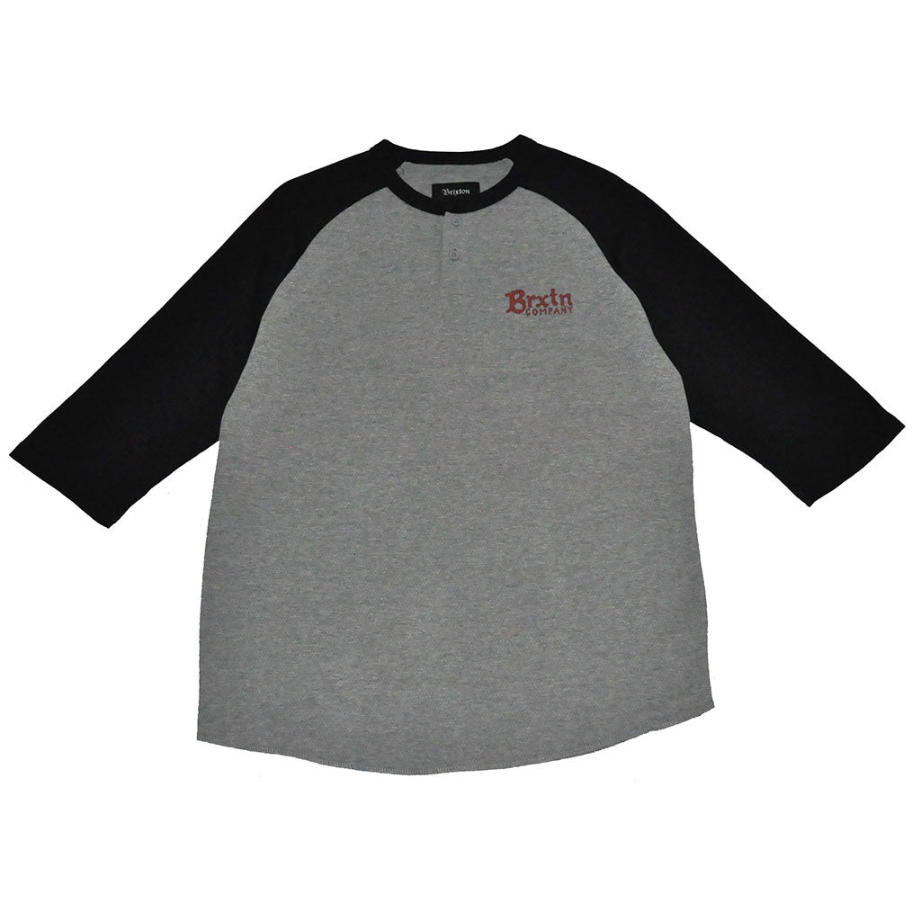 Brixton - Barley Men's 3/4 Sleeve Tee, Heather Grey/Black - The Giant Peach