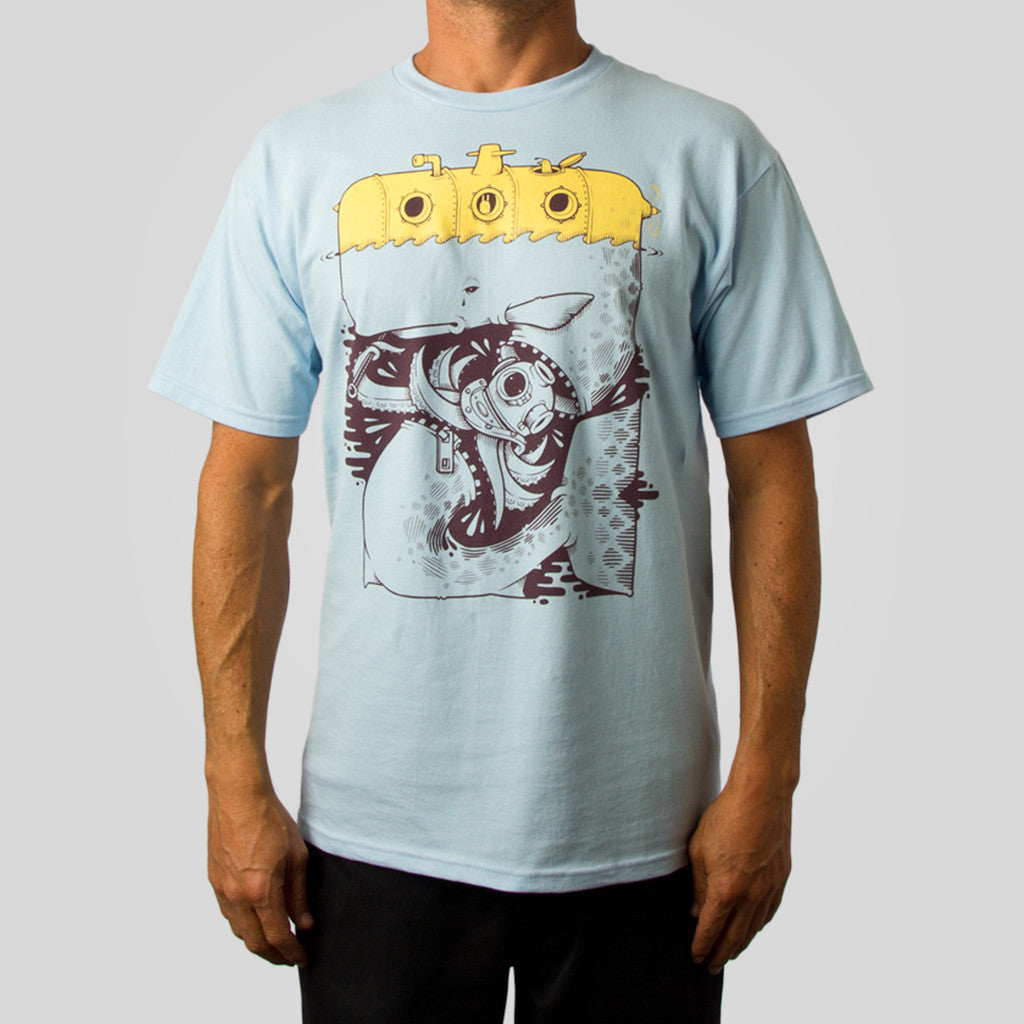 SuperFishal (Jeremy Fish) - Beached Whale Island Men's Shirt, Blue - The Giant Peach