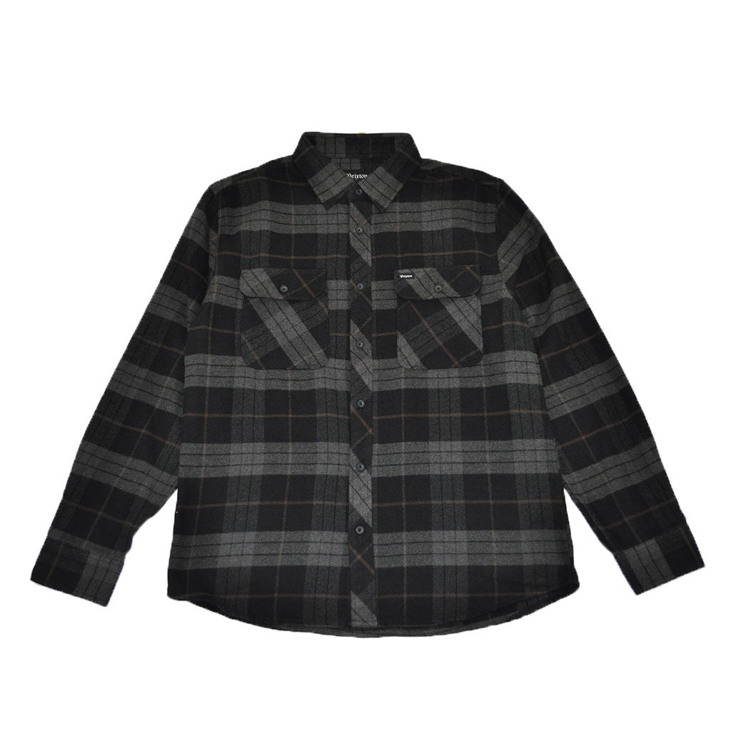 Brixton - Bowery Men's L/S Flannel Shirt, Black/Charcoal - The Giant Peach