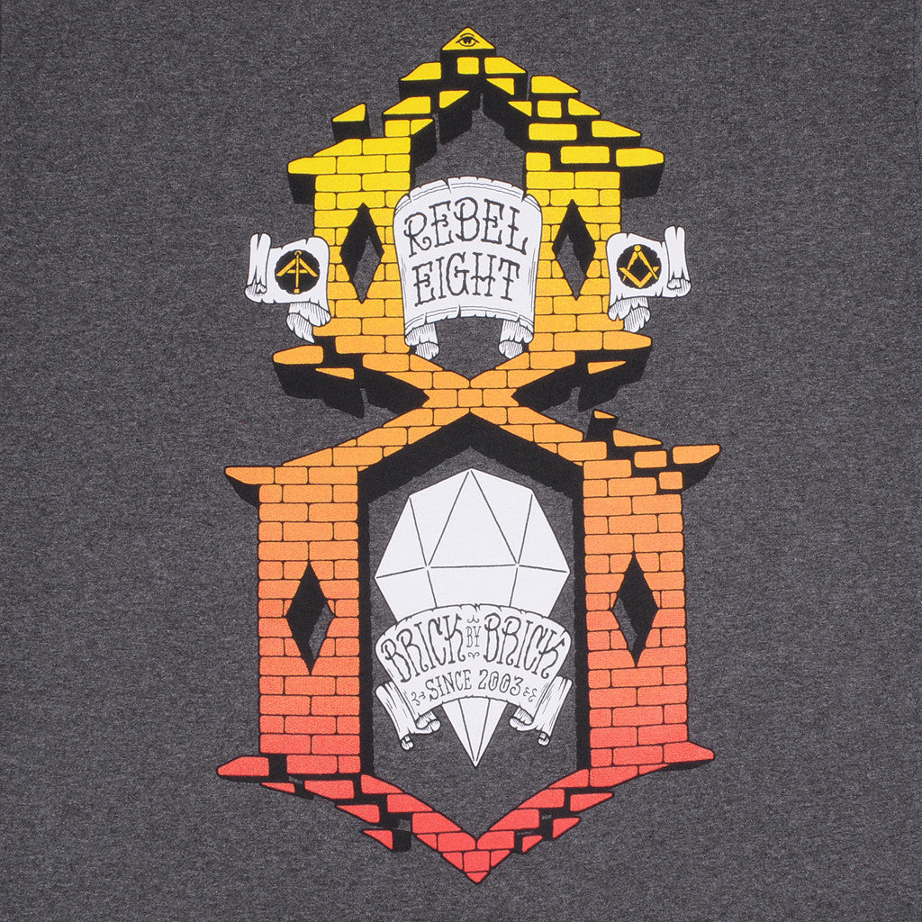 REBEL8 - Brick By Brick Men's Tee, Charcoal - The Giant Peach