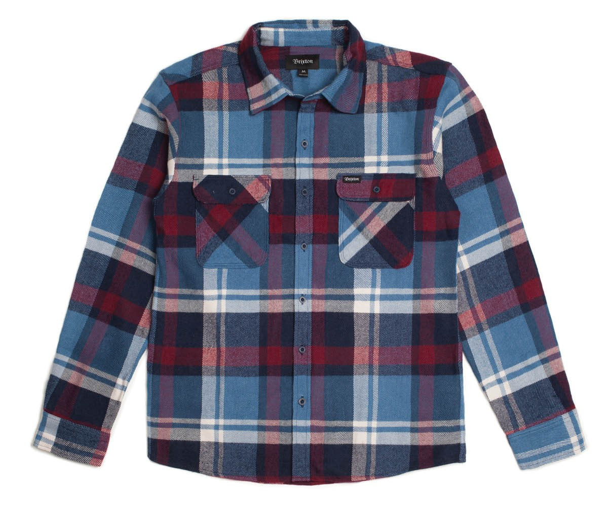 Brixton - Bowery Men's Flannel L/S Shirt, Blue/Burgundy - The Giant Peach