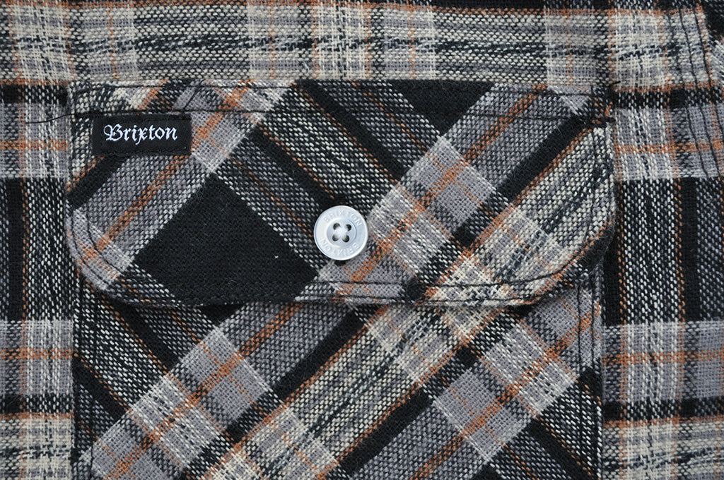 Brixton - Bowery Men's Flannel L/S Shirt, Black/Grey - The Giant Peach
