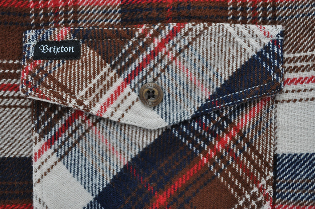 Brixton - Hayes Men's Flannel L/S Shirt, Brown/Navy - The Giant Peach