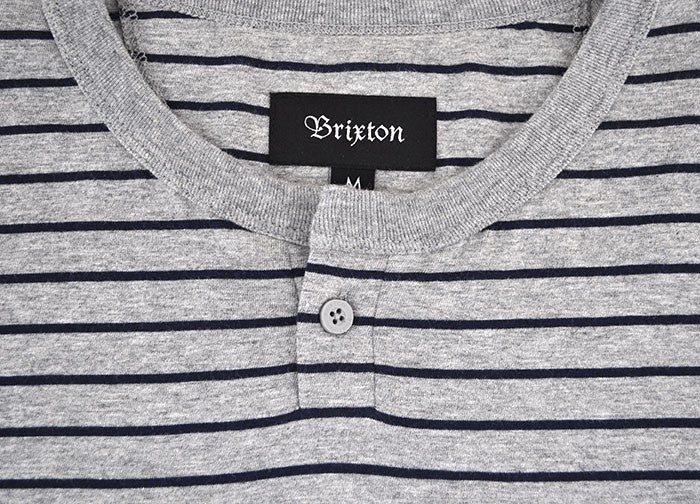 Brixton - Milwaukee Men's S/S Sleeve Henley, Heather Grey - The Giant Peach