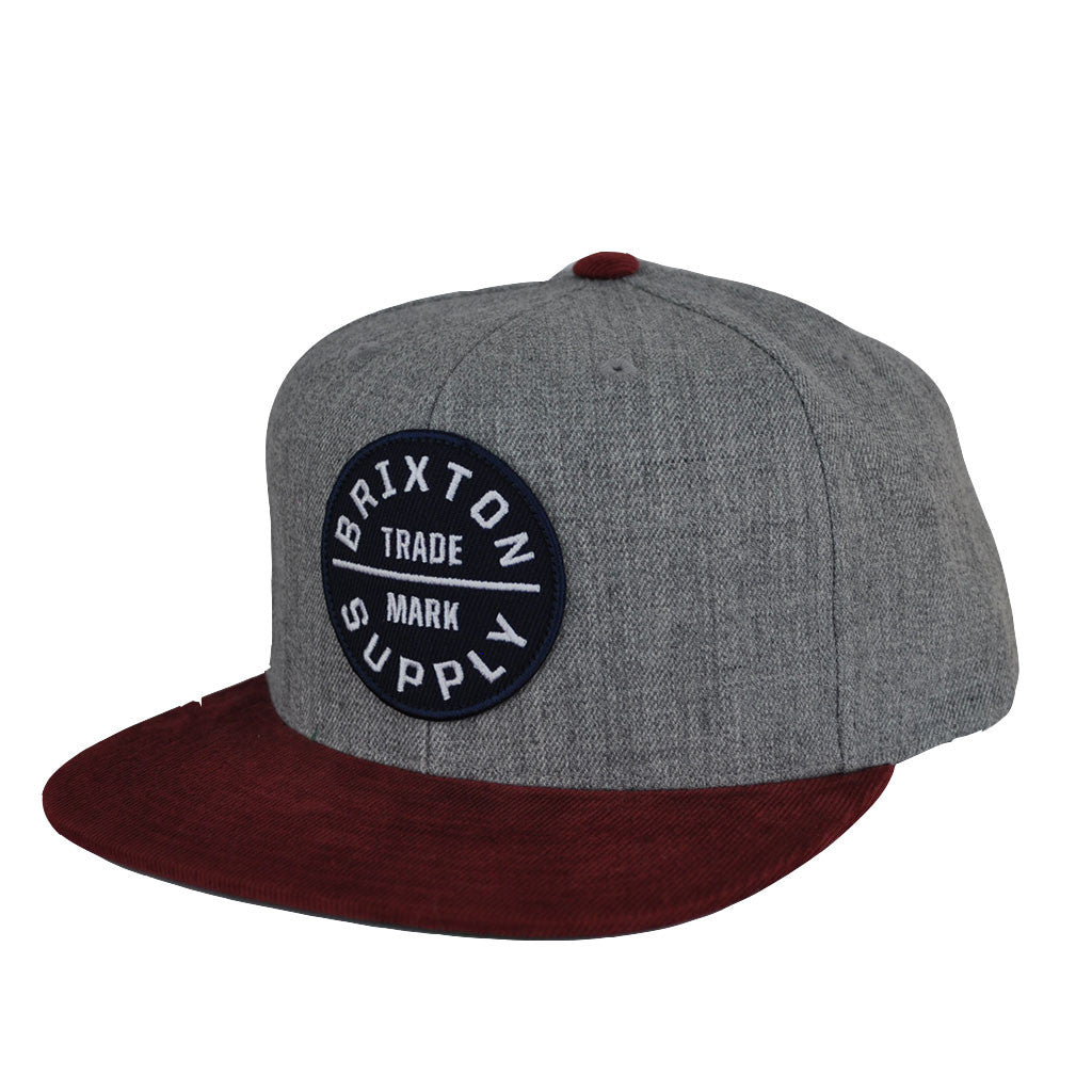 Brixton - Oath III Men's Snapback, Heather Grey/Cardinal - The Giant Peach