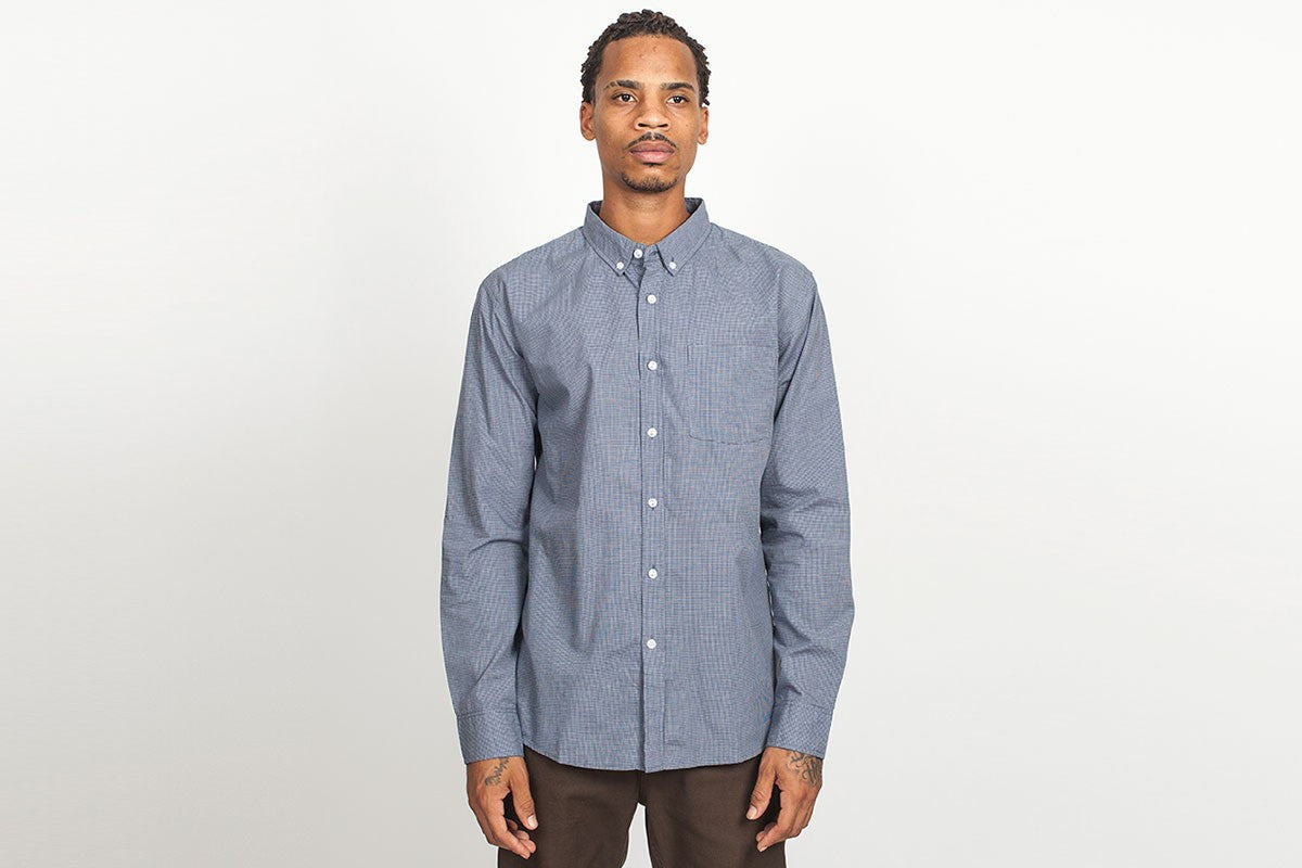 Brixton - Polk Men's L/S Shirt, Navy - The Giant Peach