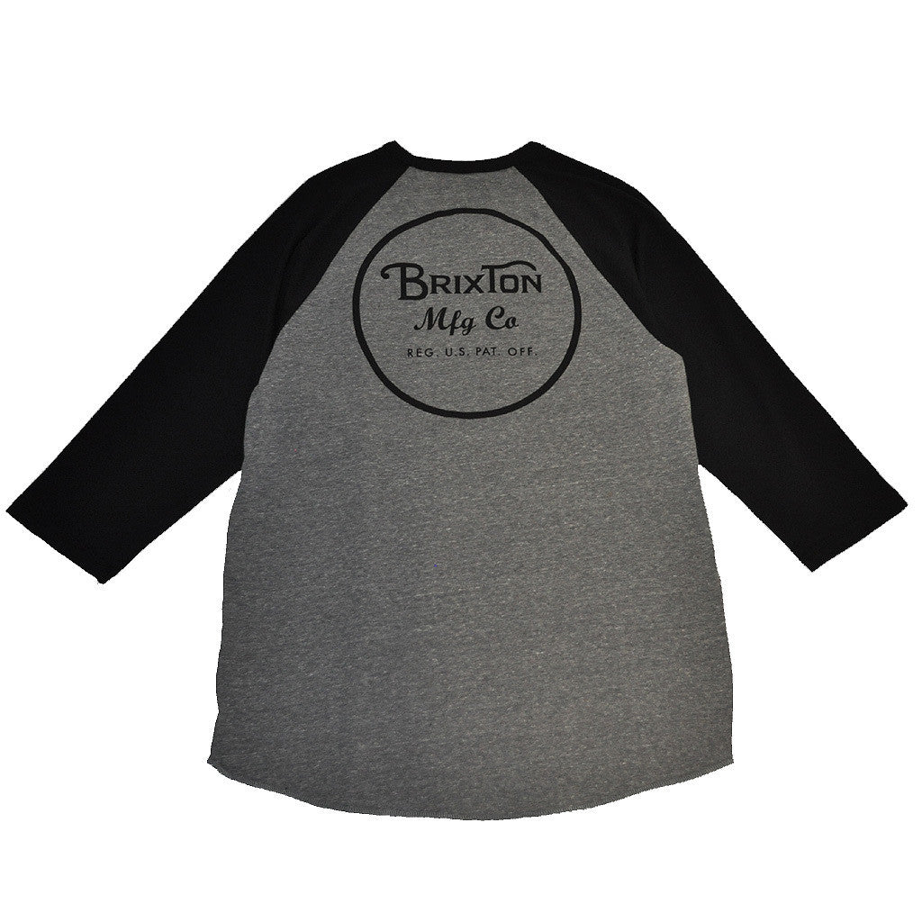 Brixton - Wheeler Men's 3/4 Sleeve Tee, Heather Grey/Black - The Giant Peach
