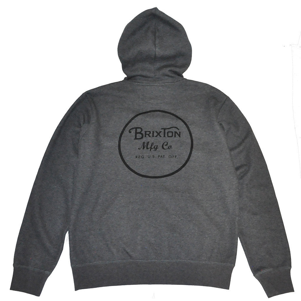 Brixton - Wheeler Men's Zip Hood Fleece, Charcoal Heather - The Giant Peach