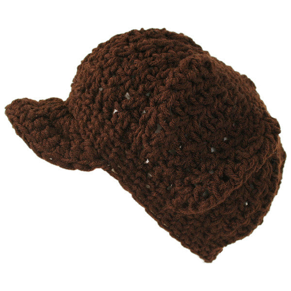 Nefra - V-Ball Crocheted Cap, Brown - The Giant Peach