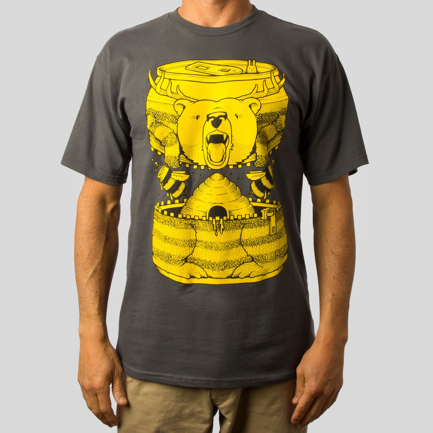 SuperFishal (Jeremy Fish) - Bumble Beer Men's Shirt, Charcoal - The Giant Peach