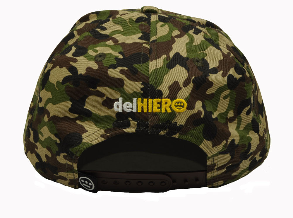 delHIERO - 6 Panel Snapback Hat, Camo - The Giant Peach