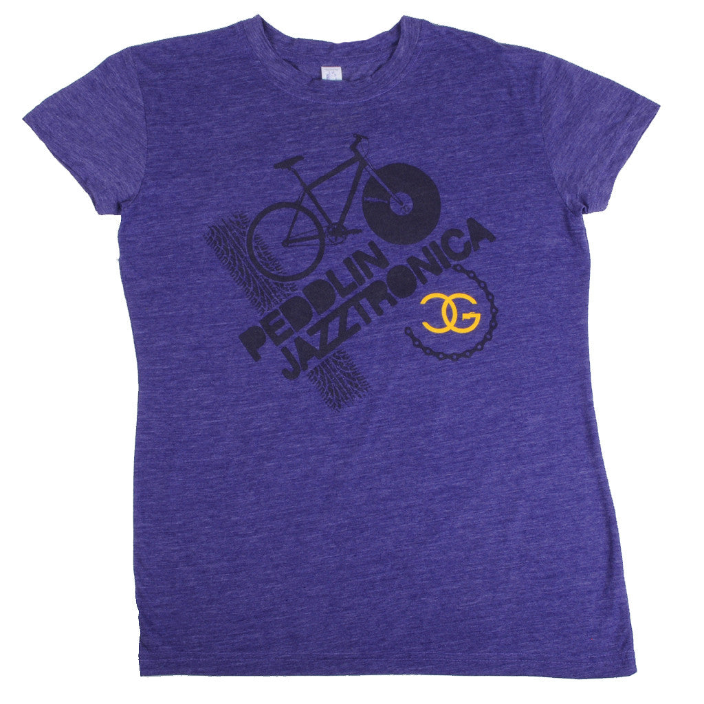 DJ Chicken George - Peddlin Jazztronica Women's Shirt, Heather Purple - The Giant Peach