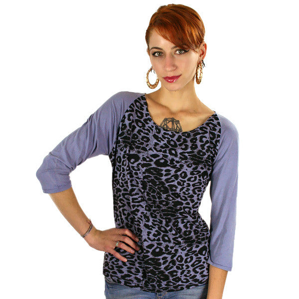 OBEY - Crystallized 3/4 Sleeve Raglan Women's Top, Stonewash - The Giant Peach