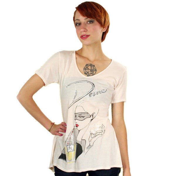 Trash & Luxury - Desire V-Neck Women's Top, Eggshell - The Giant Peach