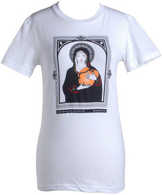 Giant Peach Virgin Mary Girl's Shirt, White - The Giant Peach