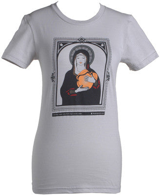 Giant Peach Virgin Mary Girl's Shirt, Silver - The Giant Peach